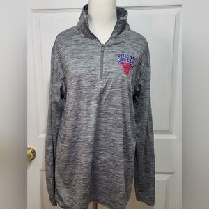 Chicago Bulls NBA 1/4 Zip-Up Pullover Grey M Heather-Pocket Breathable Athletic